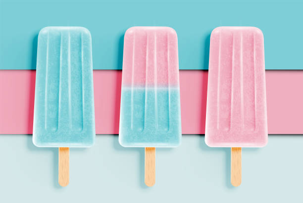 istock Colorful realistic icecreams on pastel paper background, vector illustration 1254557677