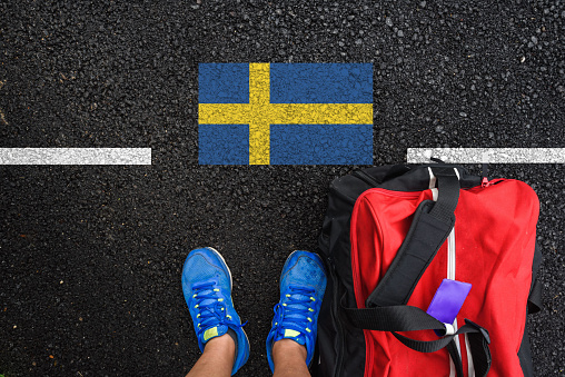 flag of Sweden and border