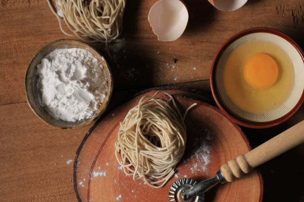 istock Raw Asian Ramen Noodle Texture, Egg Noodle or Mie Ayam 1254558198
