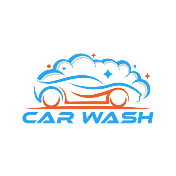 Vector illustration of Car Wash Logo Vector Illustration template. Trendy Car Wash vector logo icon silhouette design. Car Auto Cleaning logo vector illustration for car detailing and car wash service.