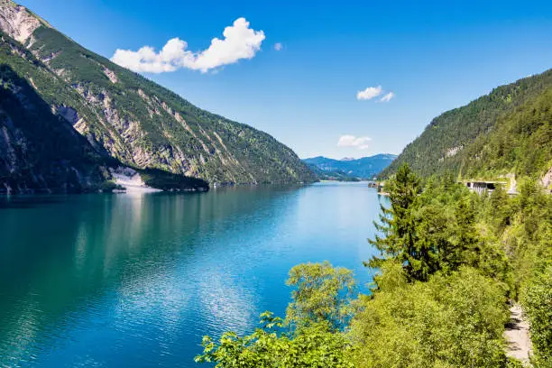 Beautiful view on Achensee, Achen Lake. Pertisau, Karwendel Alps in Tyrol, Tirol, Austria.