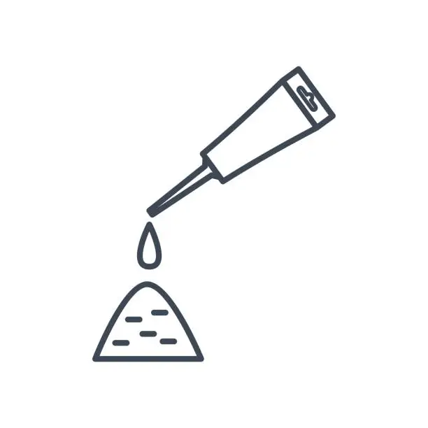 Vector illustration of Thin line icon putting glue, sealant from a tube