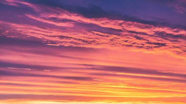 istock Summer sunset. Evening sky with orange clouds. 1254562393