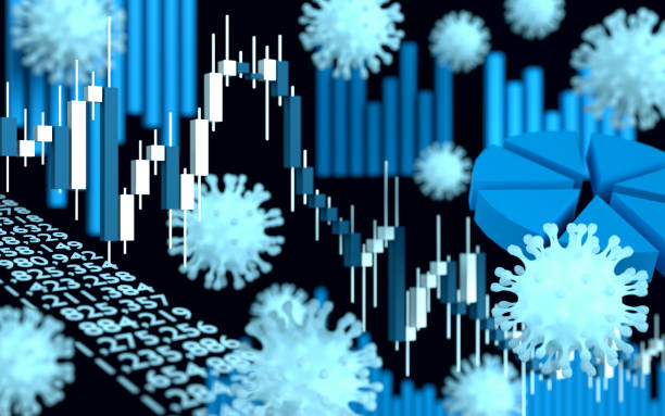 istock Blue Covid-19 Coronaviruses over Financial Charts and Bar Graph 1254563321