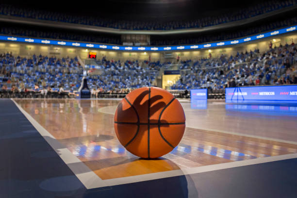 istock Basketball on court 1254564392