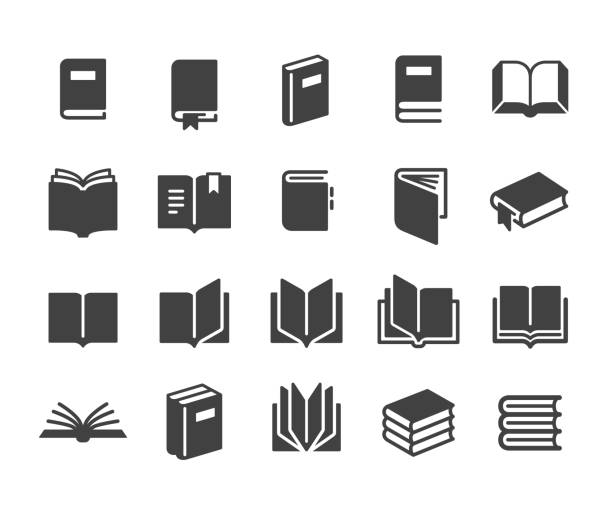 ilustraciones, imágenes clip art, dibujos animados e iconos de stock de iconos de libros - serie clásica - open book