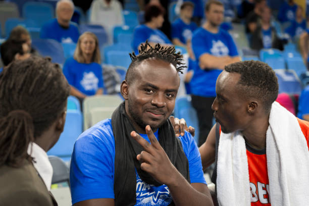istock Basketball player showing peace sign 1254565495