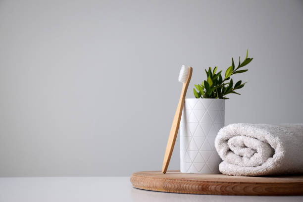 istock Eco tooth brush and white towel 1254565507