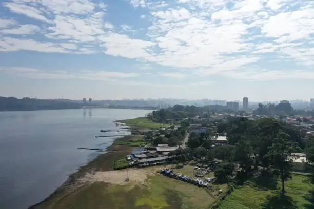 aerial photography of the Guarapiranga artificial dam in São Paulo capital