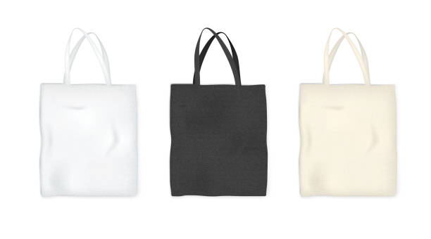istock Mock up Canvas Shopping Bag Textile material on White Background. Object Graphic Design. 1254571534