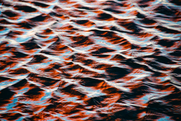 Red and Blue Sunrise water ripple reflection background