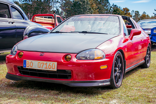 Waterville, Nova Scotia, Canada - September 14, 2019 : 1993 Honda Del Sol sports car at  Rick Rood's Car Show in Annapolis Valley, Nova Scotia, Canada.