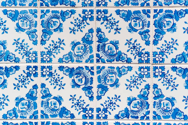 istock Old azulejos , typical ancient portuguese tiles 1254584475