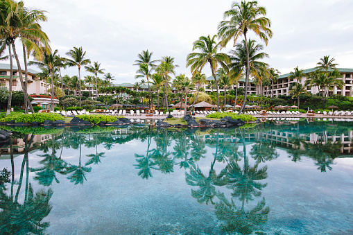 Kauai hotel resort pool no people. Hawaii