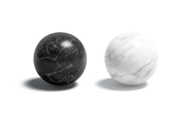 istock Blank marble black and white ball mockup set 1254589076