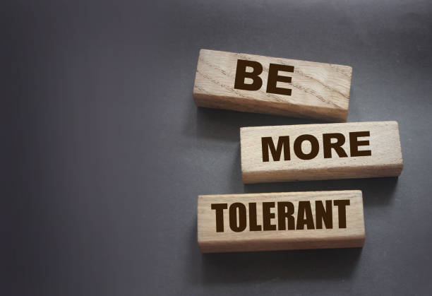 istock Be More Tolerant words on wooden blocks on dark background. Tolerance Equality diversity social concept 1254589773