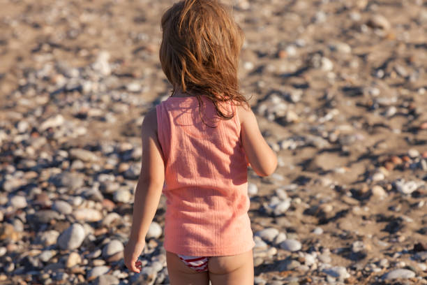 istock a little girl on the sand 1254590888