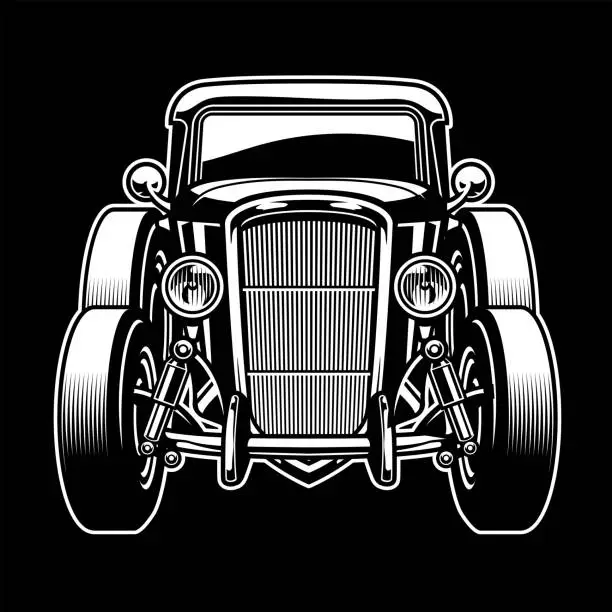 Vector illustration of vintage old ancient car