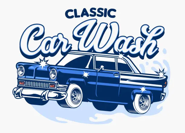 Vector illustration of classic car wash design