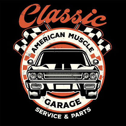 vector of vintage shirt design of american muscle garage