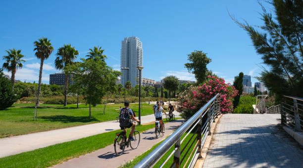 Cityscape, summer day in Valencia stock photo