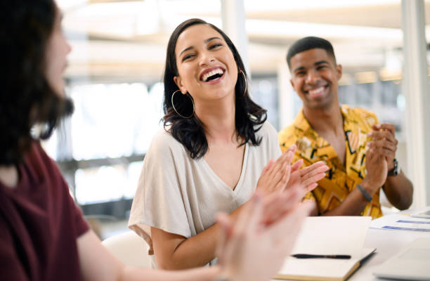 ¡estoy emocionado de empezar ahora! - cheering business three people teamwork fotografías e imágenes de stock