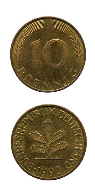 istock Coin 10 pfenning over a white background 1254604717