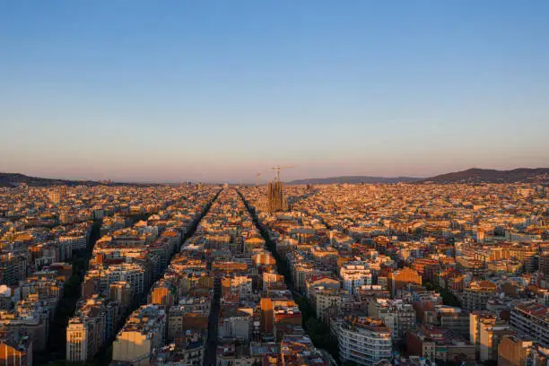 Photo of Sunrise over Barcelona city, Spain