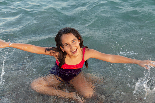 Happiness Girl In Sea