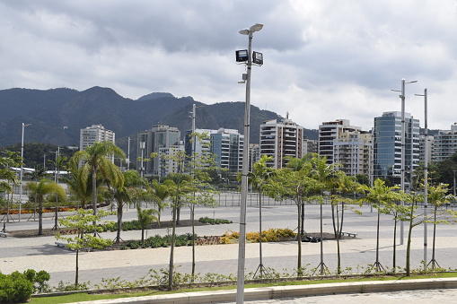 Apartment buildings horizon landscape. Barra da Tijuca in Rio de Janeiro