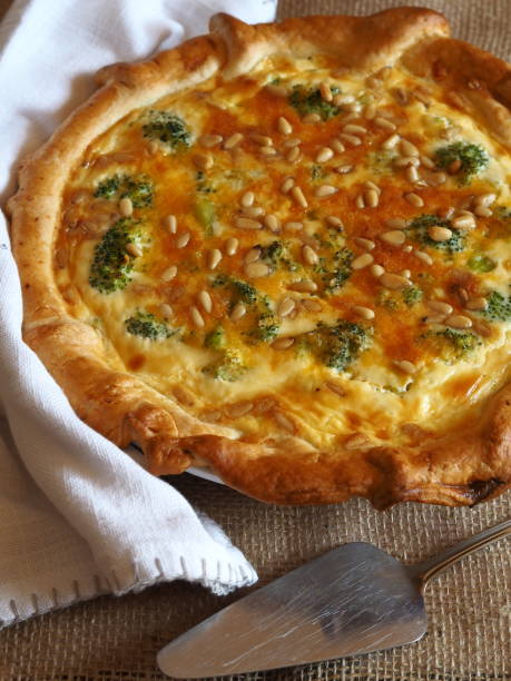 istock Vegetarian quiche with broccoli and pine nuts 1254609369