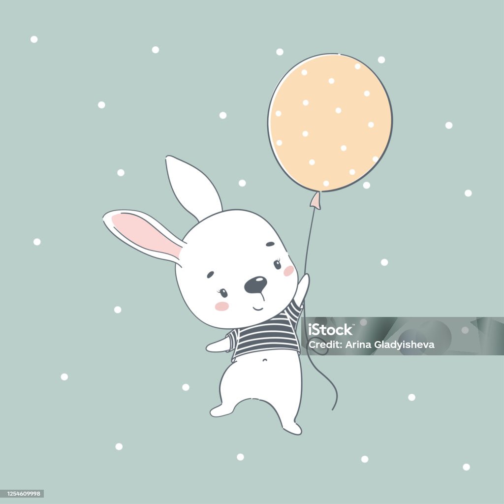 Cute Baby Bunny Cartoon Vector Illustration Illustration In Hand Drawing  Style For Baby Shower Greeting Card Party Invitation Fashion Clothes Tshirt  Print Stock Illustration - Download Image Now - iStock