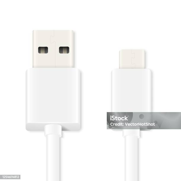 Gamabar Usb Micro Vector Micro Usb Cableisolated Pada Putih Ilustrasi Stok - Unduh Gambar ...