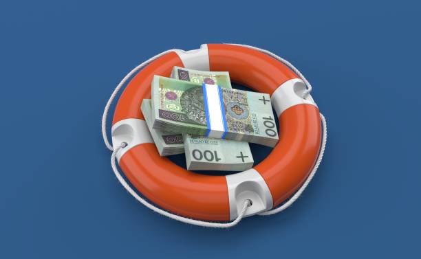 istock Polish currency inside life buoy 1254615021