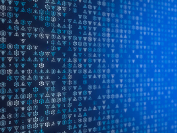 istock Pattern of big data. Led light text from 1 to 9 number. Technology graphic design Background concepts. 1254616023