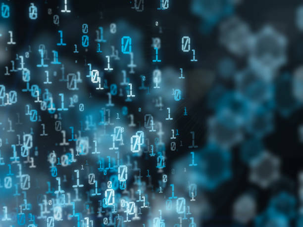istock Pattern of big data. Led light text from 0 to 1 number. Technology graphic design Background concepts. 1254616039