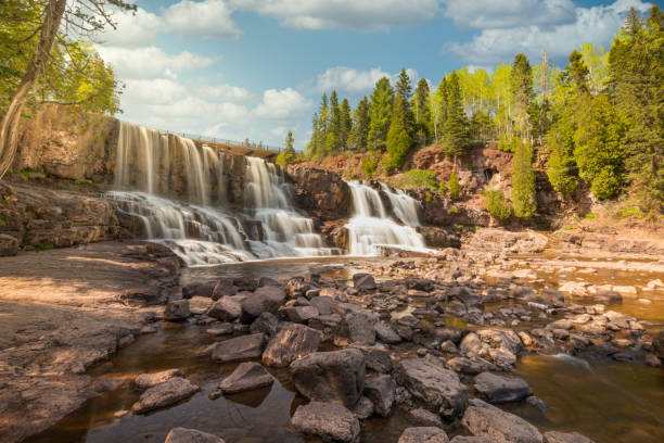 Waterfall on Northshore Minnesota stock photo