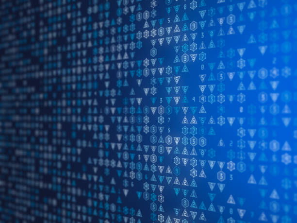 istock Pattern of big data. Led light text from 1 to 9 number. Technology graphic design Background concepts. 1254616759