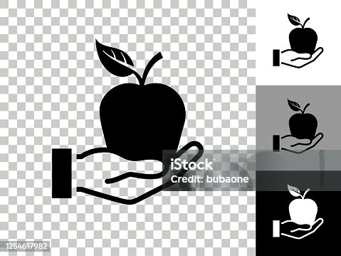 istock Apple Icon on Checkerboard Transparent Background 1254617982