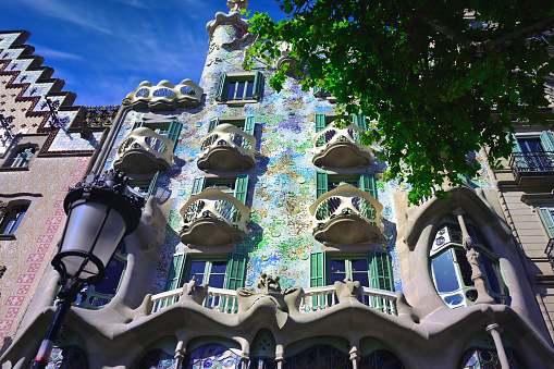 June 16, 2019 - Barcelona, Spain - Casa Batllo, designed by Antoni Gaudi in 1904, located in the center of Barcelona, Spain.
