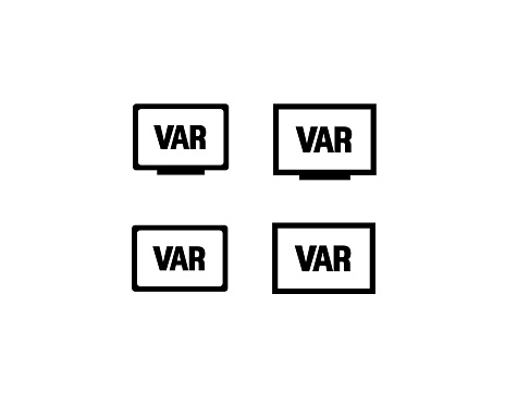 VAR, Video Assistant Referee icon / VAR logo for soccer or football match, live score, sports on screen or TV. Vector Illustration.