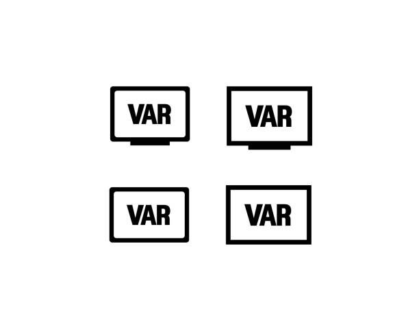 VAR, Video Assistant Referee icon / VAR logo for soccer or football match, live score, sports on screen or TV VAR, Video Assistant Referee icon / VAR logo for soccer or football match, live score, sports on screen or TV. Vector Illustration. logo tv stock illustrations