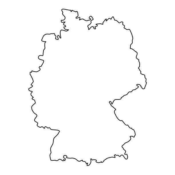 ilustraciones, imágenes clip art, dibujos animados e iconos de stock de vector de contorno de línea de mapa de alemania - alemania