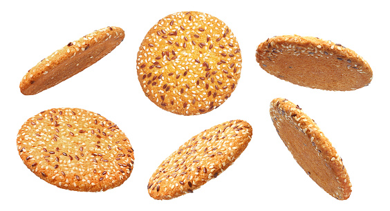 Oatmeal cookies collection, isolated on white background