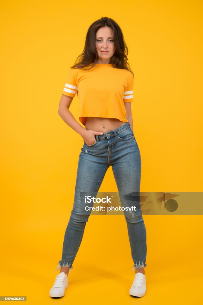 Beauty And Make Up Pretty Girl With Long Hair Fashion And Style Skinny Jeans Suits Her Self Confidence Is Best Outfit Sexy Girl Yellow Background Sexi Girl Sensual Girl In Casual Style Beauty And Make Up Pretty Girl With Long Hair Fashion And Style Skinny Jeans Suits Her Self Confidence Is Best Outfit Sexy Girl Yellow Background Sexi Girl Sensual Girl In Casual Style