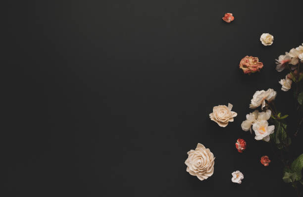 istock Autumn composition with dried white roses 1254630666
