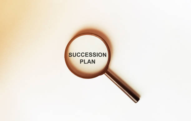 istock SUCCESSION PLAN on a sheet under a magnifying glass 1254633317