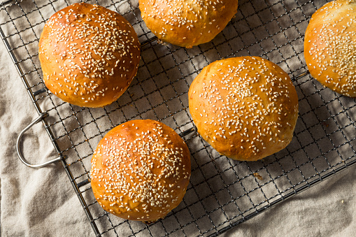 Homemade Sesame Seed Hamburger Buns Ready to Eat