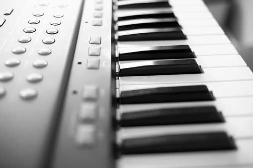 Synthesizer keyboard close-up