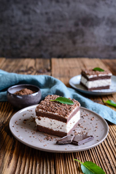 istock Refreshing Stracciatella cake sprinkled with chocolate shavings 1254636375